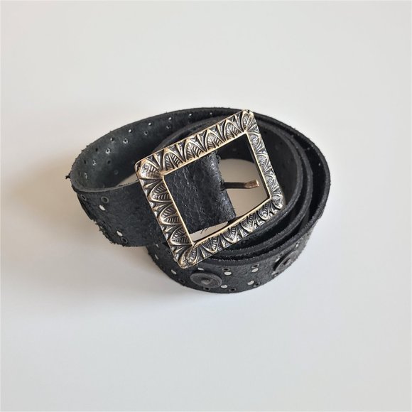 Berge dark green leather belt made in Italy. - Picture 7 of 9